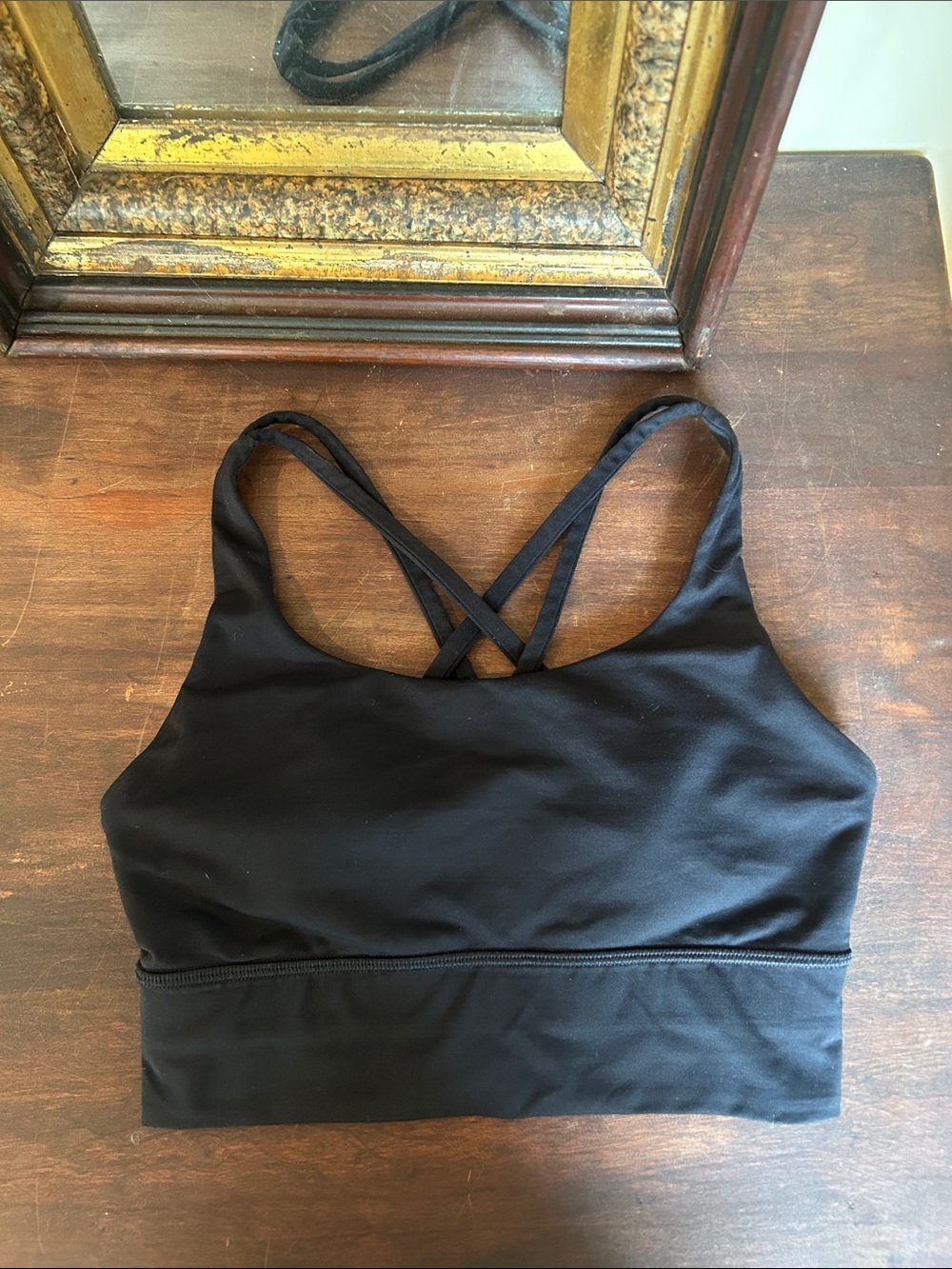 lululemon Energy Longline Sports Bra Med Support Size 4 Black